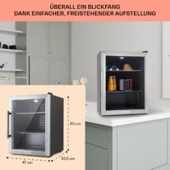 Beersafe XL Kühlschrank 60 Liter 2 Böden Panoramaglastür Edelstahl -Küchenbedarf Angebote 10027672 DE 0006 usp