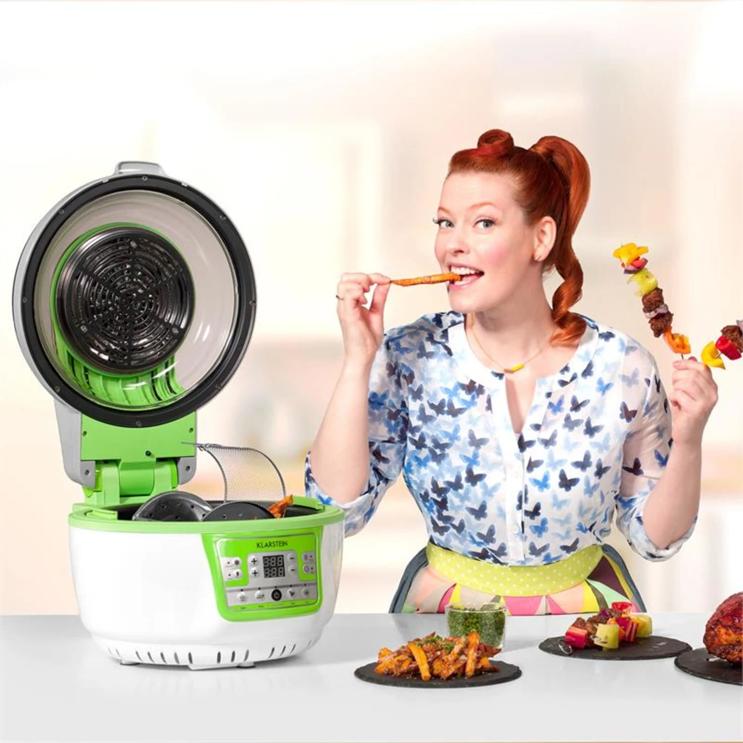 VitAir Turbo Heißluftfritteuse Grün-weiß 1400W Grillen Backen 9l 5 VitAir Turbo Heißluftfritteuse Grün-weiß 1400W Grillen Backen 9l – Bild 3