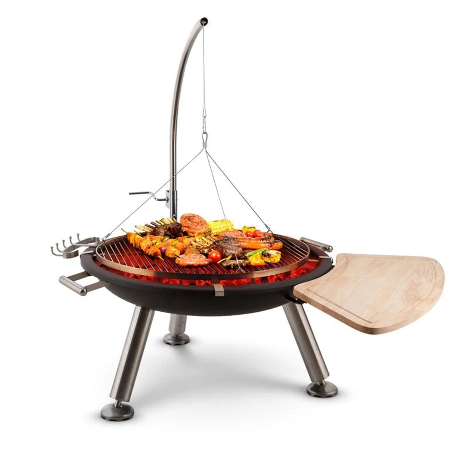 Turion Galgen-Schwenkgrill Feuerschale Ø80cm BBQ Seilzug Edelstahl 3 Turion Galgen-Schwenkgrill Feuerschale Ø80cm BBQ Seilzug Edelstahl