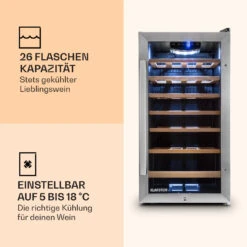 Vinamour 26 Uno Weinkühlschrank 26 Flaschen 88 Liter Edelstahl LED -Küchenbedarf Angebote 10028491 de 0003 logo