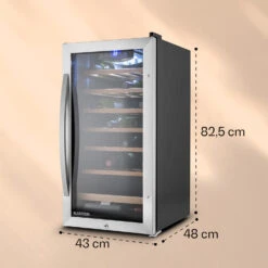 Vinamour 26 Uno Weinkühlschrank 26 Flaschen 88 Liter Edelstahl LED -Küchenbedarf Angebote 10028491 yy 0006 dimensions