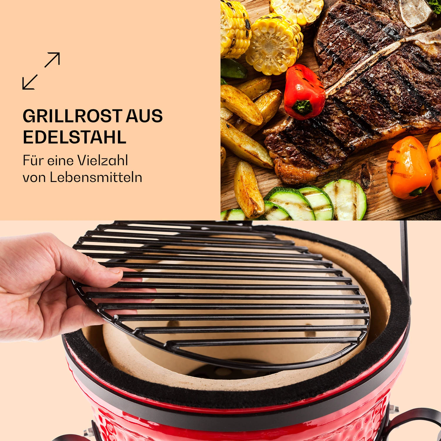 Princesize Kamado-Grill Keramikgrill Edelstahl-Grillrost Smoker BBQ 5 Princesize Kamado-Grill Keramikgrill Edelstahl-Grillrost Smoker BBQ – Bild 3