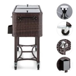 Springbreak Getränkewagen Kühlbox Terrassenkühlwagen 80l Rattandekor -Küchenbedarf Angebote 10029648 yy 0003 logo