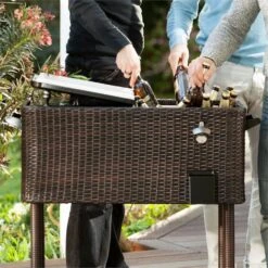 Springbreak Getränkewagen Kühlbox Terrassenkühlwagen 80l Rattandekor -Küchenbedarf Angebote 10029648 yy 0004 logo