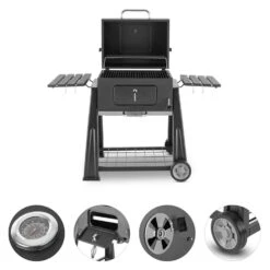 Bigfoot Holzkohlegrill Smoker BBQ-Grill 55 X 40 Cm Stahl Schwarz 13 Bigfoot Holzkohlegrill Smoker BBQ-Grill 55 X 40 Cm Stahl Schwarz -Küchenbedarf Angebote 10029763 yy 0004 detail Klarstein Bigfoot BBQ Grill Smoker