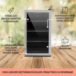 Beersafe 4XL Kühlschrank 124 Liter 4 Böden Panoramaglastür Edelstahl -Küchenbedarf Angebote 10031929 DE 0005 usp
