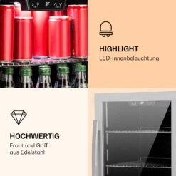 Beersafe 4XL Kühlschrank 124 Liter 4 Böden Panoramaglastür Edelstahl -Küchenbedarf Angebote 10031929 de 0003 logo