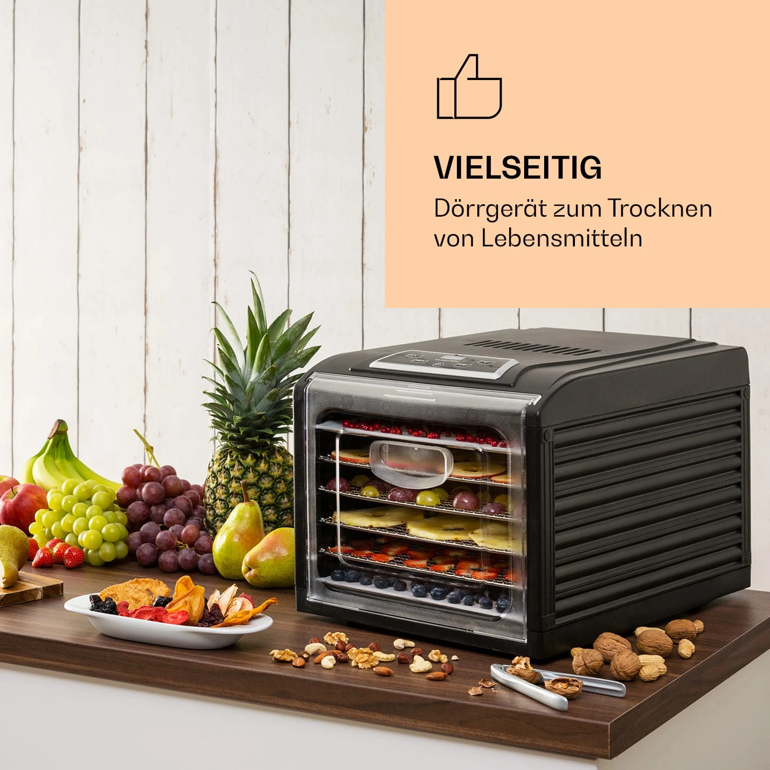 Fruit Jerky Plus 6 Dörrautomat Timer 6 Ablage 420-500 W 35-70 °C Display 4 Fruit Jerky Plus 6 Dörrautomat Timer 6 Ablage 420-500 W 35-70 °C Display – Bild 2