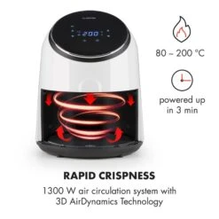 AirVital Heißluftfritteuse 1300W 2,5l CeraPlus-Antihaft Touch Weiß -Küchenbedarf Angebote 10032331 yy 0004 logo Klarstein AirVital Heissluftfritteuse 1300W weiss reedit