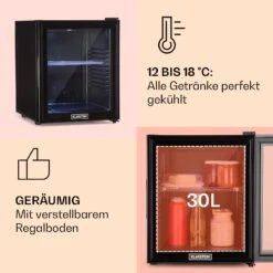 Brooklyn 32 Mini-Kühlschrank Glastür LED Ablage -Küchenbedarf Angebote 10032779 de 0004 usp