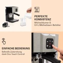 BellaVita Kaffeemaschine 3-in-1 1450 W 20 Bar Milchschäumer 10 BellaVita Kaffeemaschine 3-in-1 1450 W 20 Bar Milchschäumer -Küchenbedarf Angebote 10032806 de 0003 logo