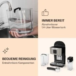 BellaVita Kaffeemaschine 3-in-1 1450 W 20 Bar Milchschäumer 11 BellaVita Kaffeemaschine 3-in-1 1450 W 20 Bar Milchschäumer -Küchenbedarf Angebote 10032806 de 0004 logo