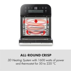 AeroVital Cube Heißluftfritteuse 1600W 12l Timer 16 Programme Schwarz -Küchenbedarf Angebote 10033248 yy 0003 logo Klarstein AeroVital Cube Heissluftfritteuse schwarz reedit