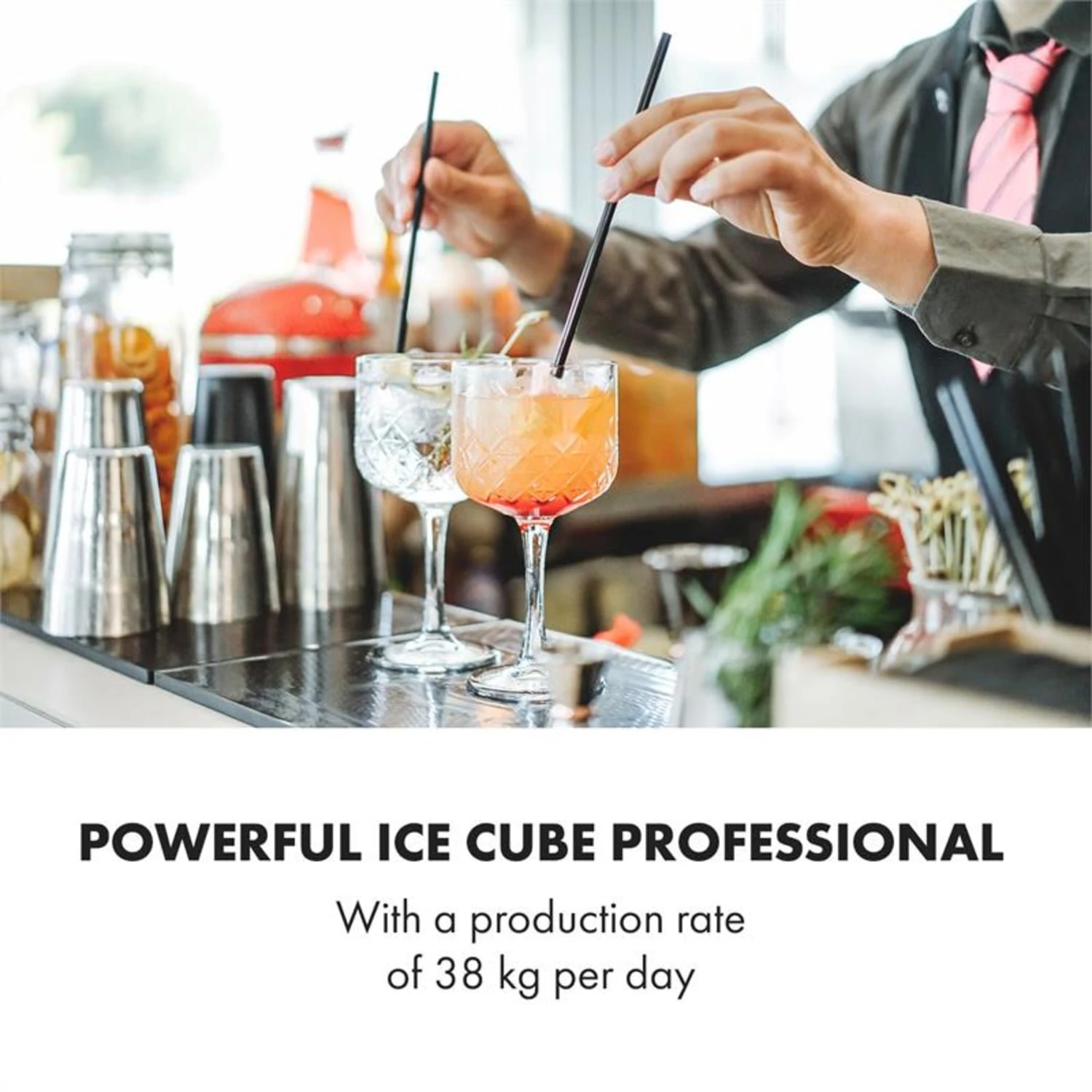 Glacial XL Profi-Eiswürfelmaschine 38kg/d 15l LED Edelstahl Schwarz 4 Glacial XL Profi-Eiswürfelmaschine 38kg/d 15l LED Edelstahl Schwarz – Bild 2