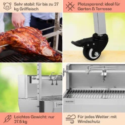 Sauenland Pro Spanferkelgrill Drehspieß 13W 4 Rollen Edelstahl -Küchenbedarf Angebote 10033566 de 0005 usp