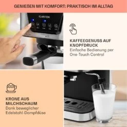 Arabica Espressomaschine 1050W 15 Bar 1,5l Touch-Bedienfeld Edelstahl -Küchenbedarf Angebote 10033729 de 0003 usp