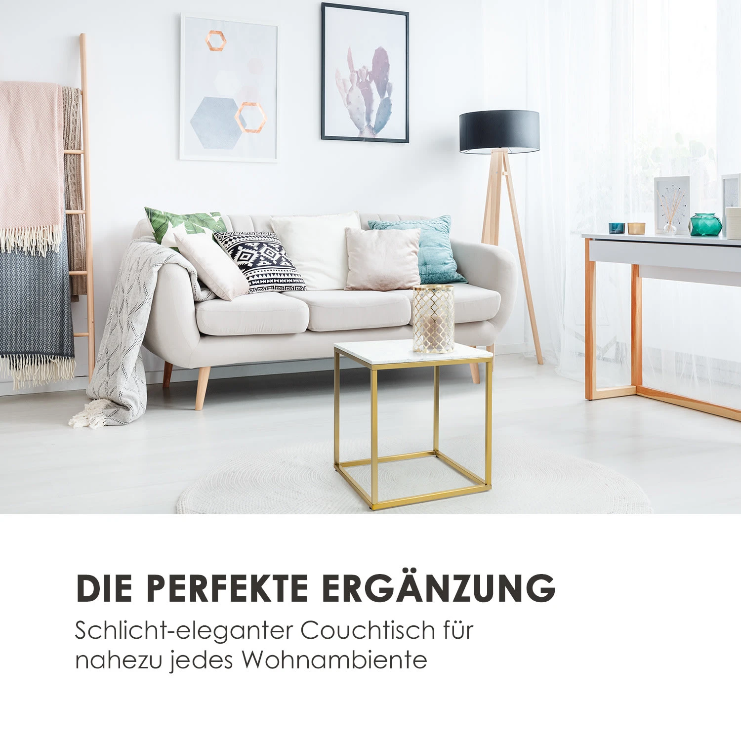 White Pearl I Couchtisch 50x50x50cm (BxHxT) Marmor Gold / Weiß 4 White Pearl I Couchtisch 50x50x50cm (BxHxT) Marmor Gold / Weiß – Bild 2