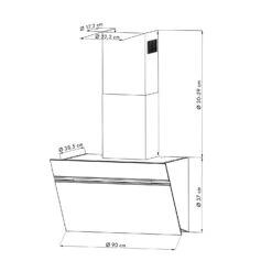 Alina Dunstabzugshaube 90cm 600 M³/h LED-Display Ambientelicht Schwarz -Küchenbedarf Angebote 10034106 yy 0009 logo