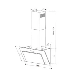 Athena 90 Dunstabzugshaube 90cm 300m³/h 69W Edelstahl 22 Athena 90 Dunstabzugshaube 90cm 300m³/h 69W Edelstahl -Küchenbedarf Angebote 10034195 yy 0010 dimensions