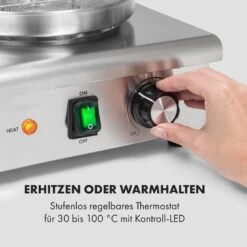 Wurstfabrik 600 Hot Dog Maker 600W 3 Spieße 5L 30-100°C Glas Edelstahl -Küchenbedarf Angebote 10034454 de 0003 logo