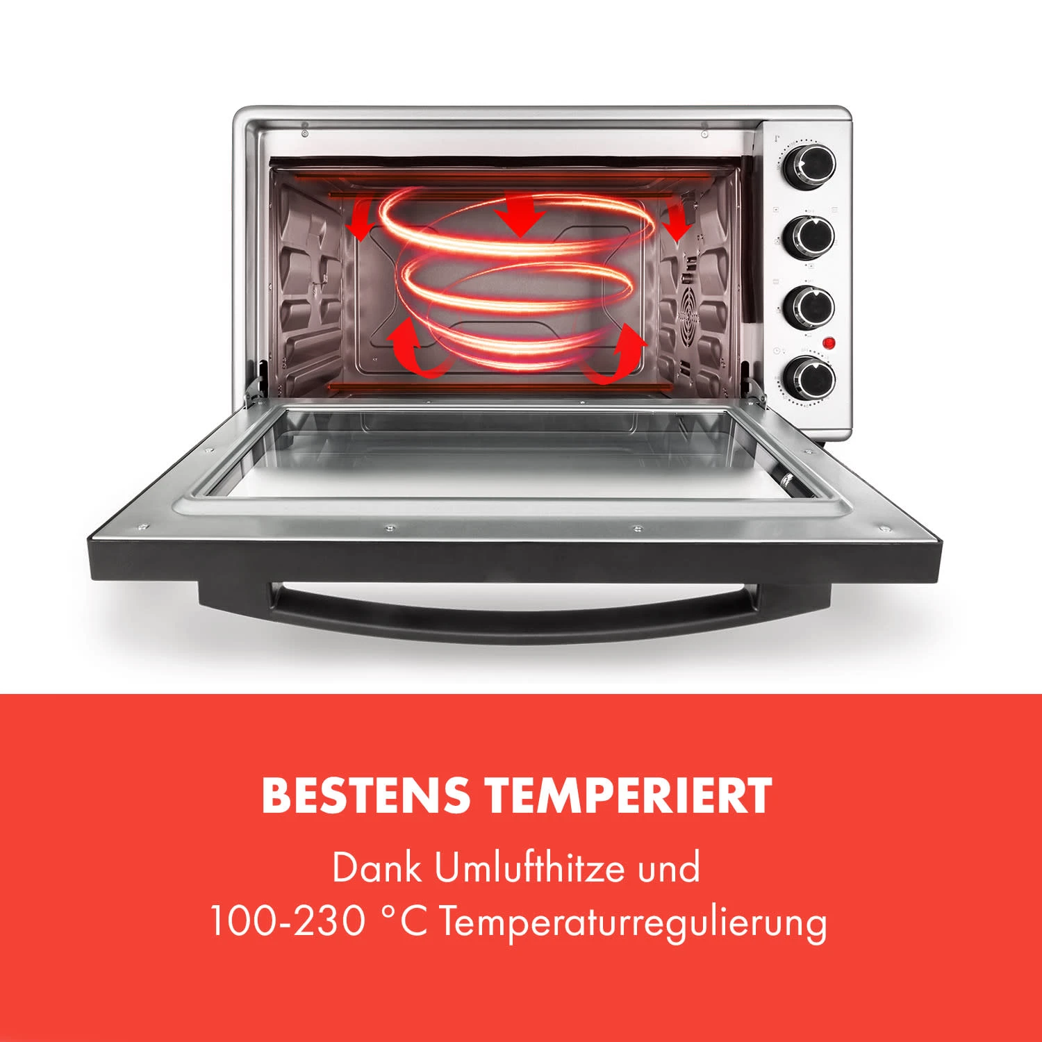 Masterchef 60 Mini-Backofen 60l 2000W 100-230 °C Timer Silber 5 Masterchef 60 Mini-Backofen 60l 2000W 100-230 °C Timer Silber – Bild 3