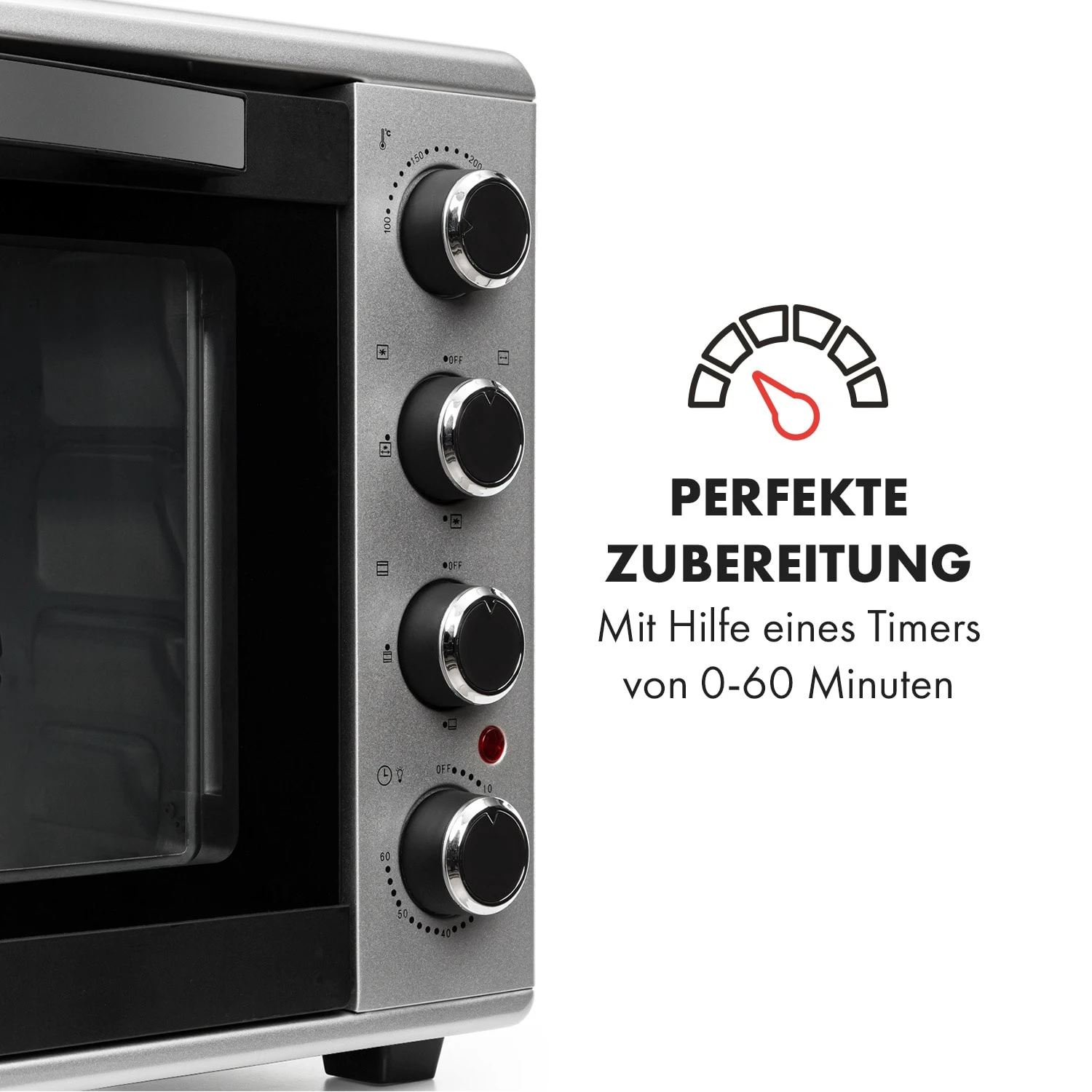 Masterchef 60 Mini-Backofen 60l 2000W 100-230 °C Timer Silber 7 Masterchef 60 Mini-Backofen 60l 2000W 100-230 °C Timer Silber – Bild 5