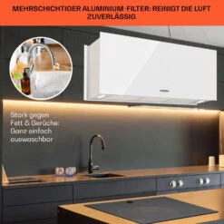 Kronleuchter XL Inselabzugshaube 90cm Umluft 590m³/h LED Touch Weiß -Küchenbedarf Angebote 10034523 de 0006 usp
