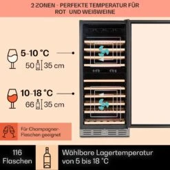 Vinovilla Grande 116 Built-in Duo Weinkühlschrank 310 Ltr 116 Fl. LED -Küchenbedarf Angebote 10034525 DE 0003 usp