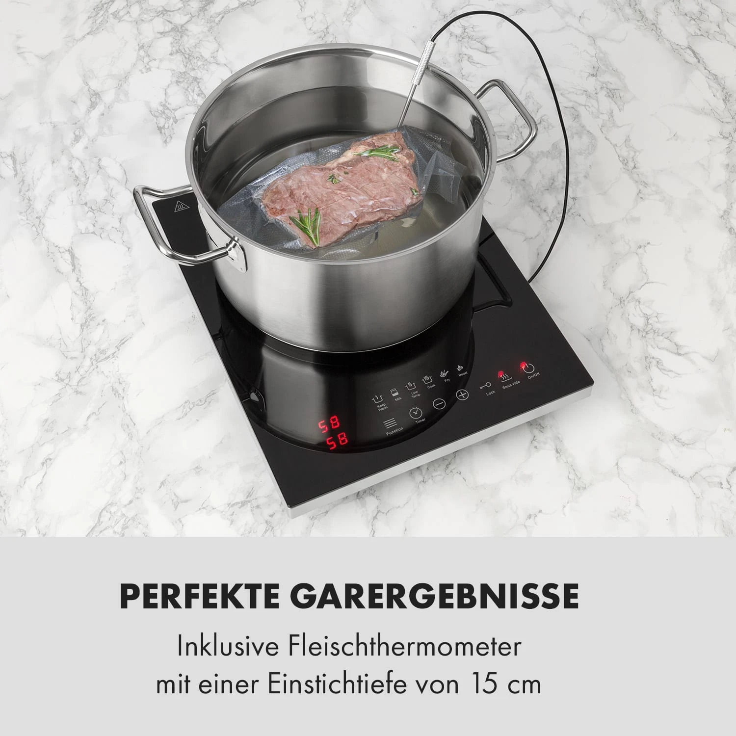 Cook N Roll Induktionskochfeld 2000W Timer 10 Stufen Bratenthermometer 4 Cook N Roll Induktionskochfeld 2000W Timer 10 Stufen Bratenthermometer – Bild 2