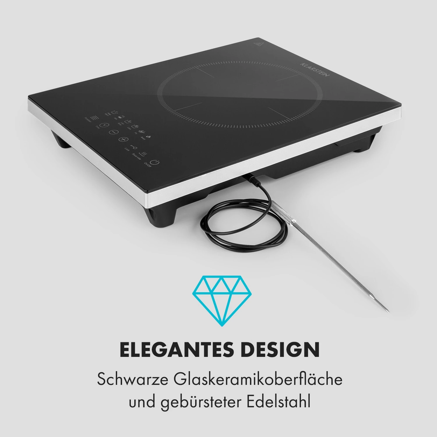 Cook N Roll Induktionskochfeld 2000W Timer 10 Stufen Bratenthermometer 5 Cook N Roll Induktionskochfeld 2000W Timer 10 Stufen Bratenthermometer – Bild 3