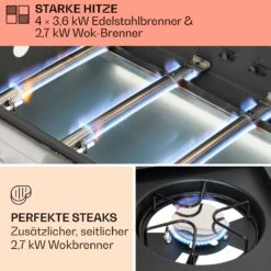 Tomahawk Gasgrill 4x3,6 KW + 2,7 KW Brenner 66x43,5 Cm Grill Edelstahl -Küchenbedarf Angebote 10034710 de 0003 usp