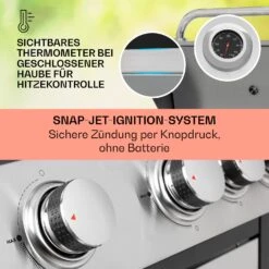 Tomahawk Gasgrill 4x3,6 KW + 2,7 KW Brenner 66x43,5 Cm Grill Edelstahl -Küchenbedarf Angebote 10034710 de 0004 usp