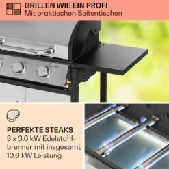 Tomahawk Gasgrill 3 X 3,6 KW Brenner 60 X 43,5 Cm Grill Edelstahl -Küchenbedarf Angebote 10034711 de 0003 usp