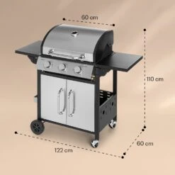 Tomahawk Gasgrill 3 X 3,6 KW Brenner 60 X 43,5 Cm Grill Edelstahl -Küchenbedarf Angebote 10034711 yy 0007 dimensions