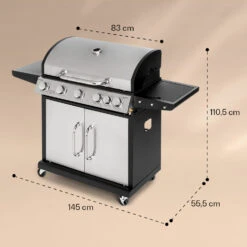 Tomahawk Gasgrill 5x3,6 KW + 2,7 KW Brenner 80x43,5 Cm Grill Edelstahl -Küchenbedarf Angebote 10034712 yy 0007 dimensions
