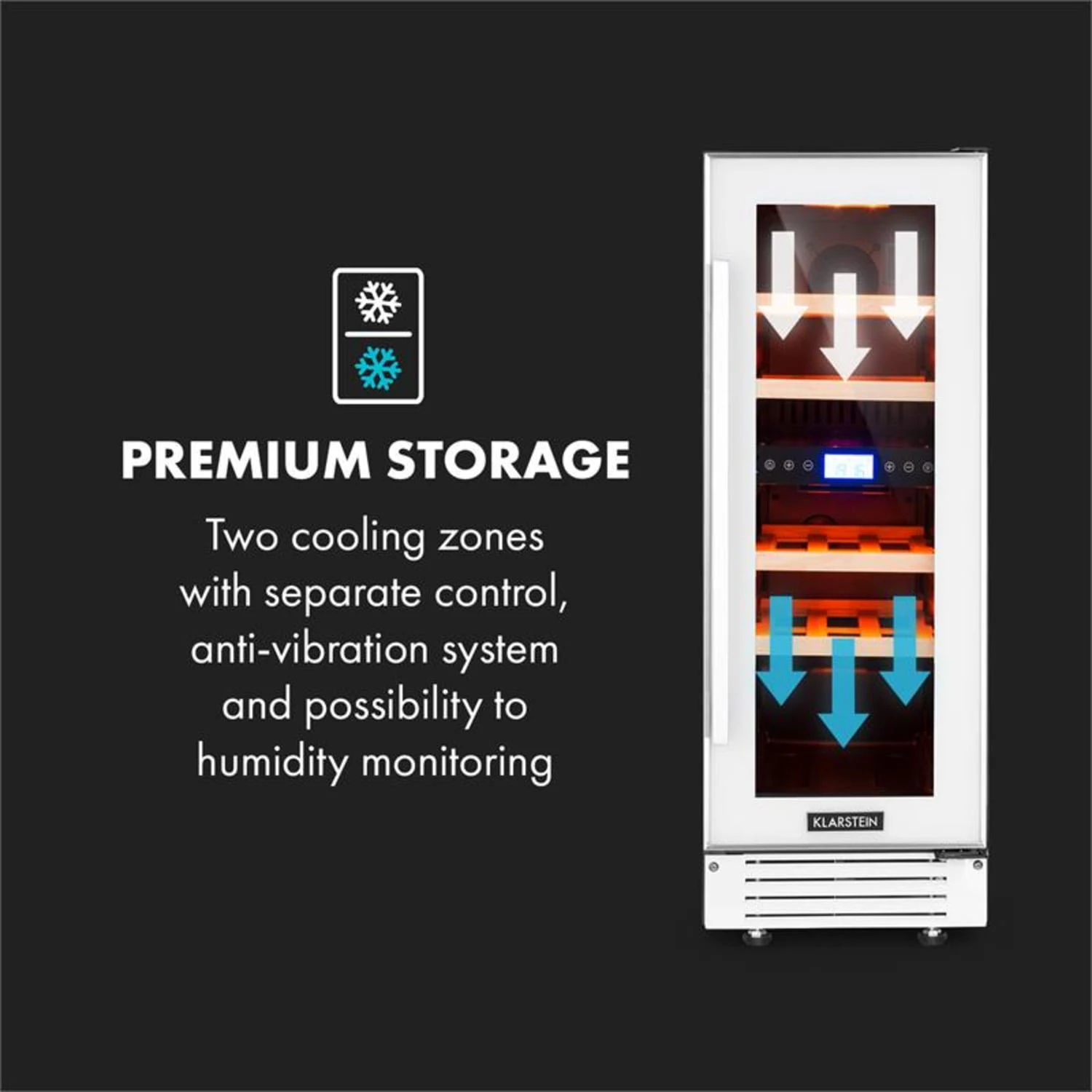 Vinovilla 17 Built-In Duo Zweizonen-Weinkühlschrank 53l 17 Fl. 3-Farben Glastür 9 Vinovilla 17 Built-In Duo Zweizonen-Weinkühlschrank 53l 17 Fl. 3-Farben Glastür – Bild 7