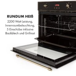 Elizabeth Einbaubackofen Retro 2200 Watt 70l Messingoptik Display -Küchenbedarf Angebote 10034880 de 0006 logo