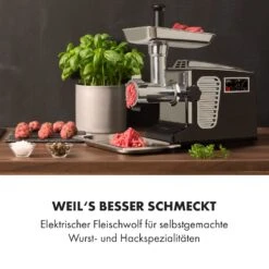 Kraftprotz Elektrischer Fleischwolf 700 W Kupfermotor Hack Wurst Kebbe Edelstahl -Küchenbedarf Angebote 10035233 de 0002 logo