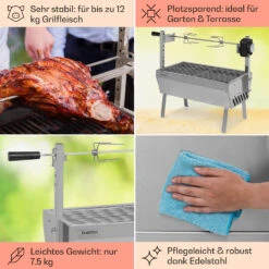 Sauenland Mini Rotisserie-Grill Drehspieß 4W 12kg Max. Edelstahl -Küchenbedarf Angebote 10035371 de 0005 usp