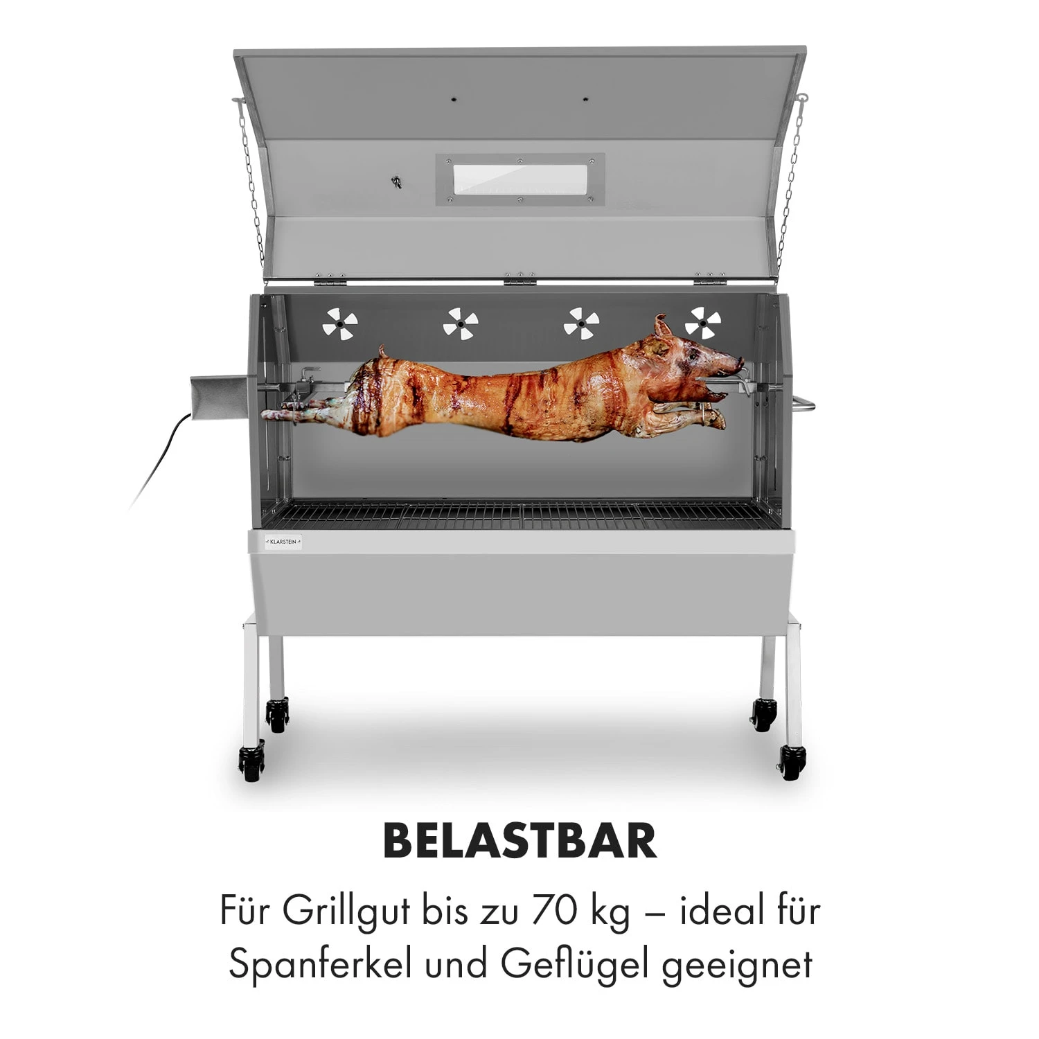 Sauenland Pro XL Spanferkelgrill Drehspieß 15W 4 Rollen Edelstahl 6 Sauenland Pro XL Spanferkelgrill Drehspieß 15W 4 Rollen Edelstahl – Bild 4
