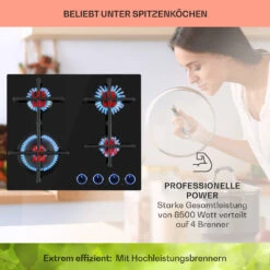Illuminosa 4 Gaskochfeld 4-flammig Sabaf-Brenner Glaskeramik -Küchenbedarf Angebote 10035464 de 0003 usp