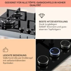 Illuminosa 4 Gaskochfeld 4-flammig Sabaf-Brenner Glaskeramik -Küchenbedarf Angebote 10035464 de 0004 usp