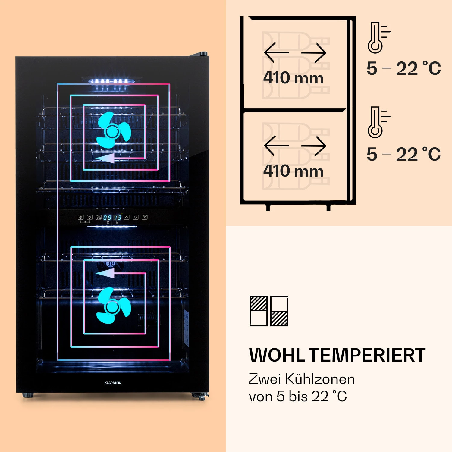 Shiraz 29 Duo Weinkühlschrank 2 Zonen 80L/29 Flaschen 5-22°C Touch 5 Shiraz 29 Duo Weinkühlschrank 2 Zonen 80L/29 Flaschen 5-22°C Touch – Bild 3