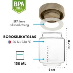 Glaswerk Cassia Gewürzgläser 6 St. 130 Ml Borosilikatglas Holzdeckel Luftdicht -Küchenbedarf Angebote 10036357 de 0007 logo