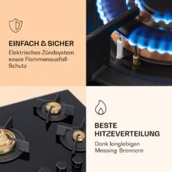 Goldflame 3 Gaskochfeld 3-flammig Messing-Brenner Glaskeramik -Küchenbedarf Angebote 10037805 de 0005 logo