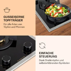 Goldflame Domino Prime Gaskochfeld 2-flammig Messing-Brenner Glaskeramik -Küchenbedarf Angebote 10037806 de 0003 logo