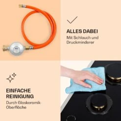 Goldflame Domino Prime Gaskochfeld 2-flammig Messing-Brenner Glaskeramik -Küchenbedarf Angebote 10037806 de 0006 logo