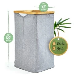 Wäschekorb Eckig Bambus Baumwollleinen Einfacher Aufbau -Küchenbedarf Angebote 10037999 yy 0008 logo