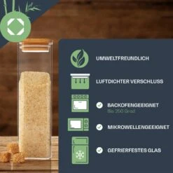 Eckiges Glas Mit Bambusdeckel Luftdicht Silikonring 10 X 25 X 10 Cm -Küchenbedarf Angebote 10038076 de 0005 logo