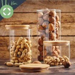 Eckiges Glas Mit Bambusdeckel Luftdicht Silikonring 10 X 25 X 10 Cm -Küchenbedarf Angebote 10038076 yy 0004 logo